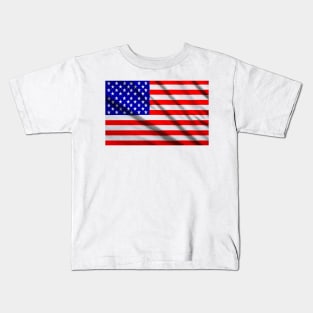 American USA flag. The flag flutters in waves Kids T-Shirt